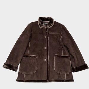 Vintage Madison Weekend Parka Coat Women's Large Brown Faux Suede Classy Chore